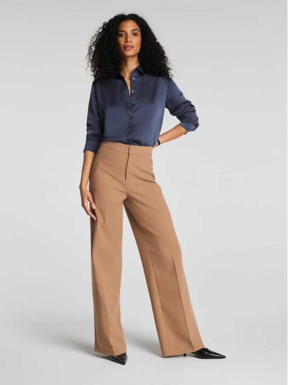SPANX Supersmooth Wide-Leg High-Waist Women's Pants in Camel